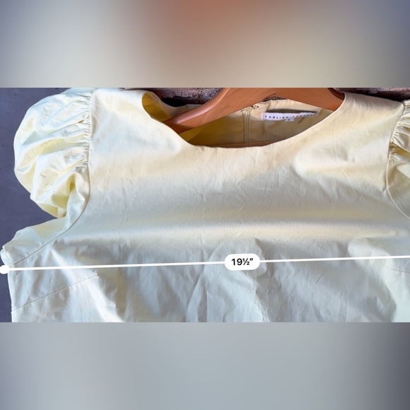 ENGLISH FACTORY
Ruffle Detail Puff Sleeve Poplin Dress  size Large Yellow - Picture 12 of 12